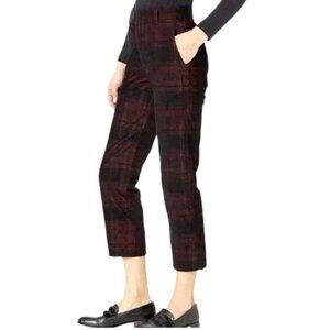 AG The Elvie Sz 28 Black & Red Plaid High Rise Crop Trouser Pants Corduroy